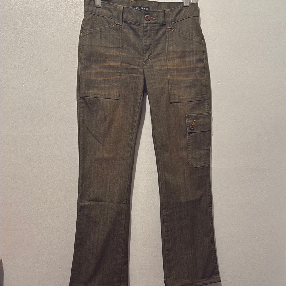 William B 4 Women's Olive Green Cargo Boot Cut Jeans